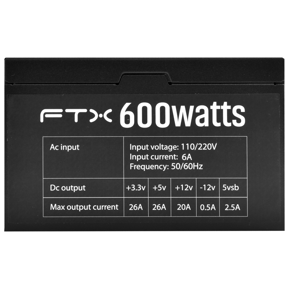 Fonte de Alimentação FTX FTX-CFA-600W 600W ATX / Não Modular