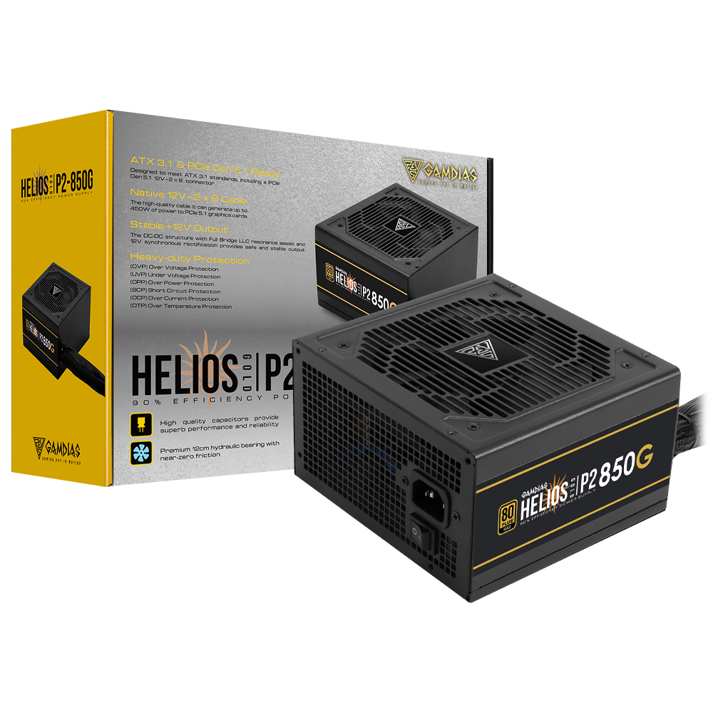 Fonte de Alimentação Gamdias Helios P2-850G ATX / Não Modular / 80 Plus Gold