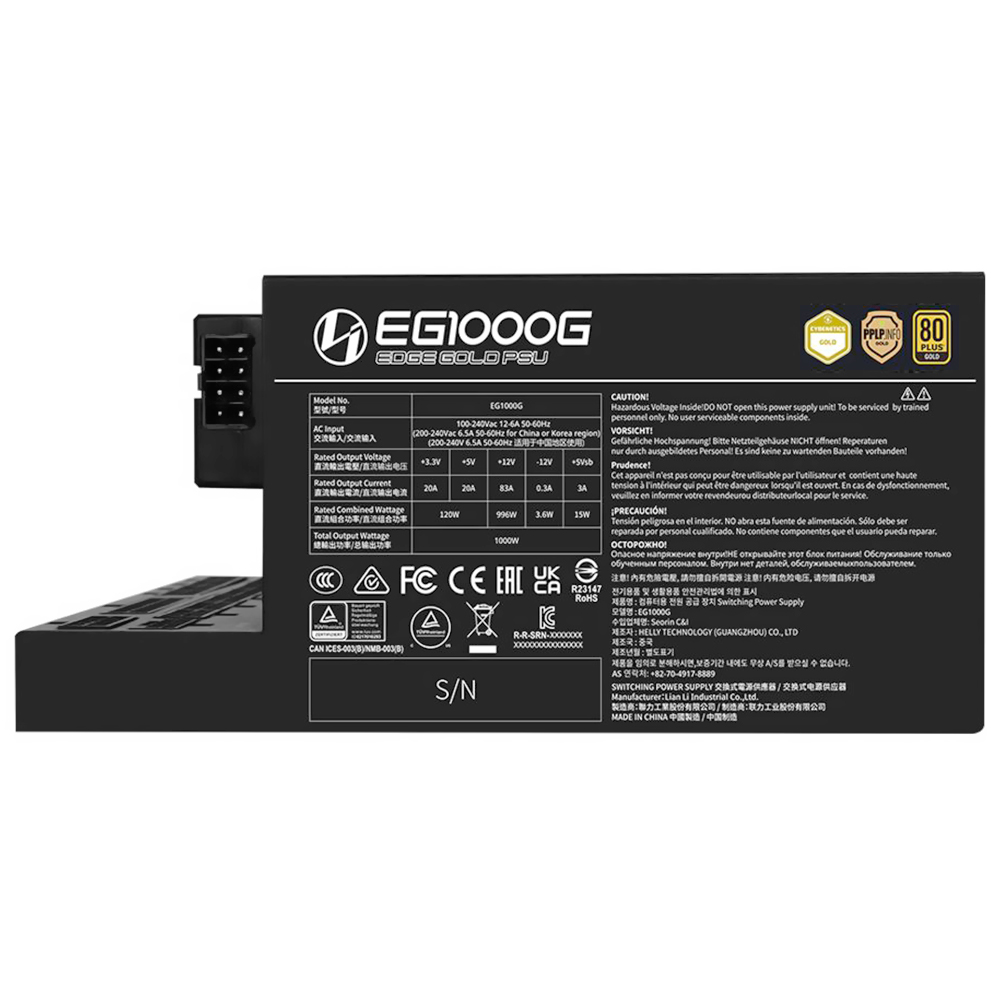 Fonte de Alimentação Lian Li EG1000G 1000W ATX / Modular / 80 Plus Gold - Preto
