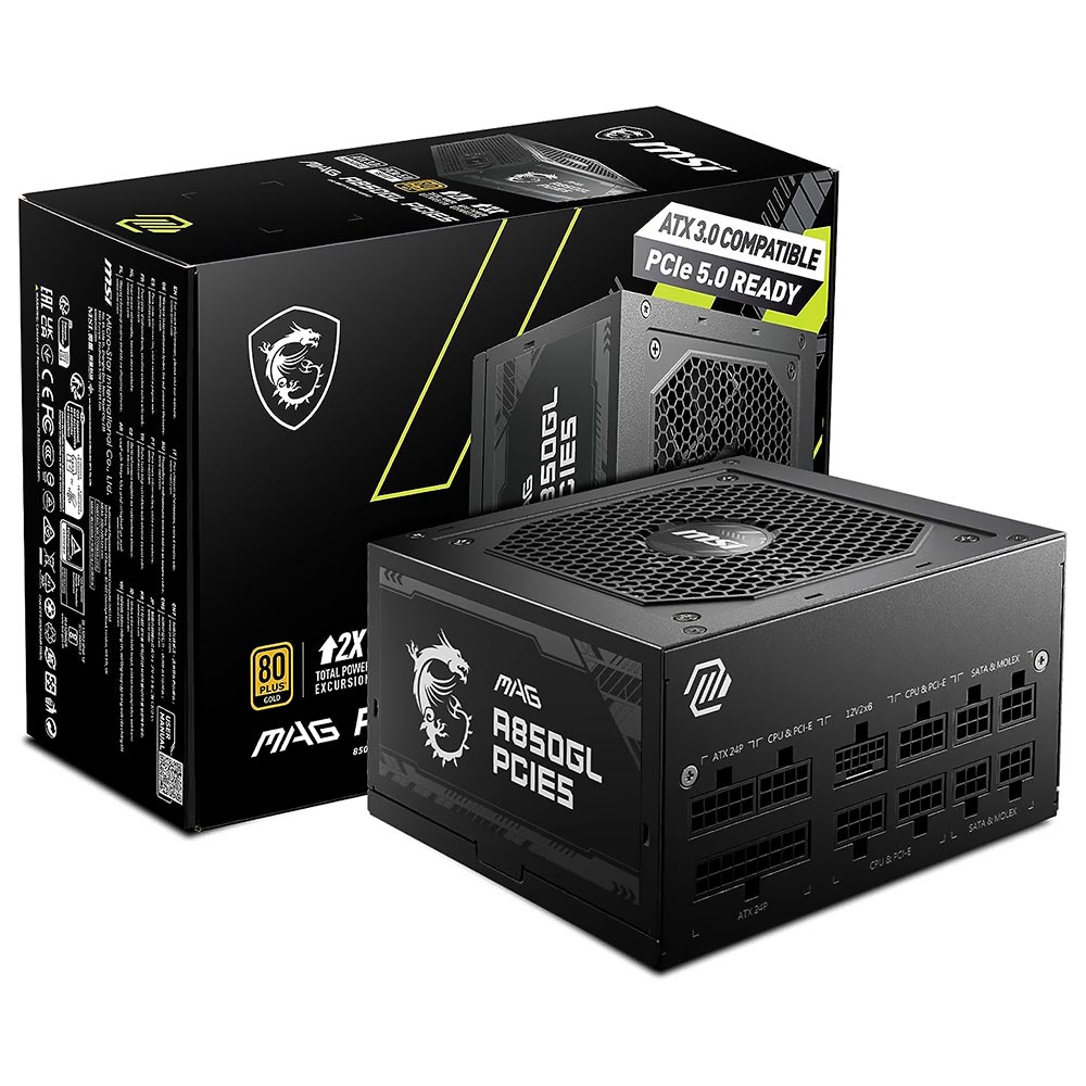 Fonte de Alimentação MSI MAG A850GL PCIE5 850W / Modular / 80 Plus Gold
