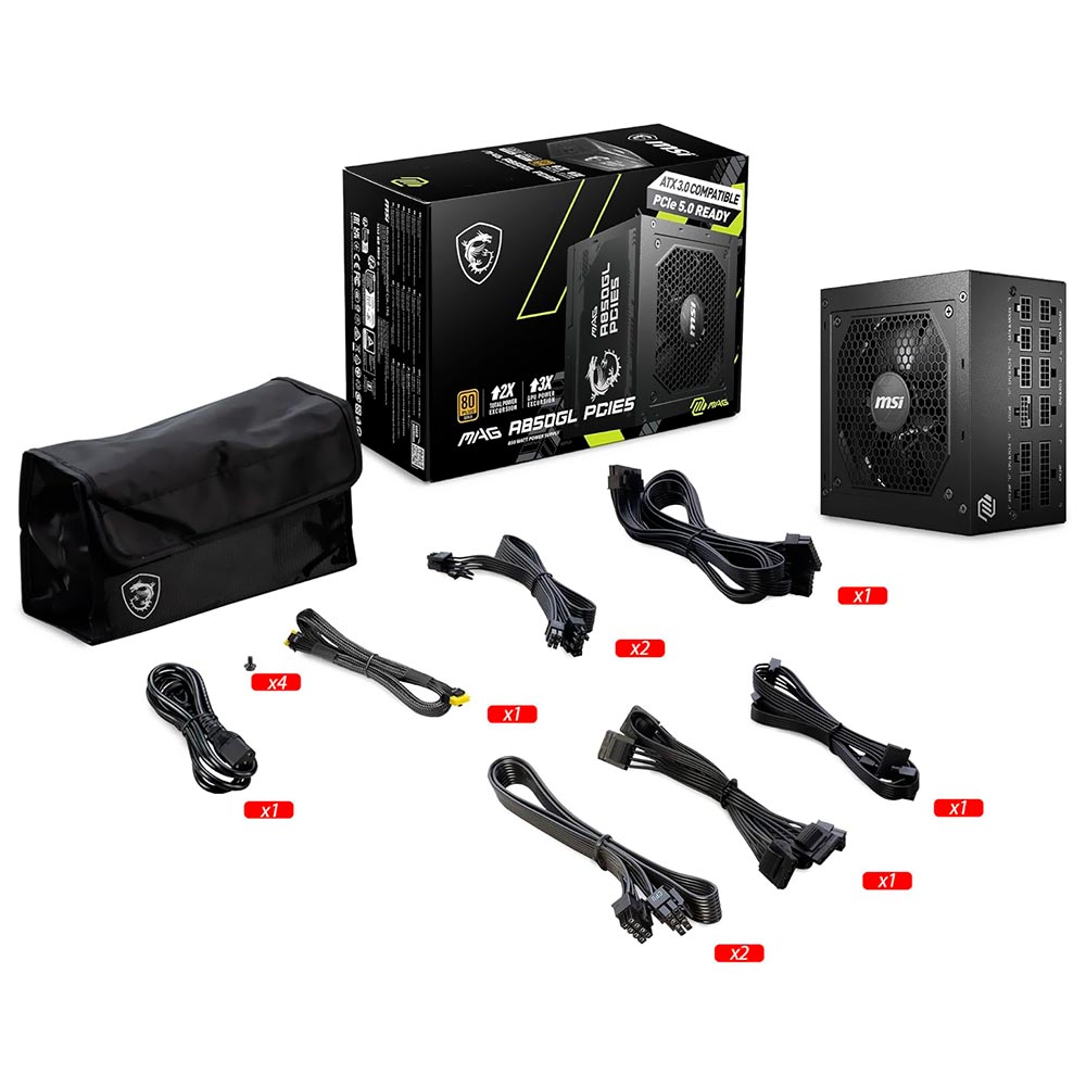 Fonte de Alimentação MSI MAG A850GL PCIE5 850W / Modular / 80 Plus Gold