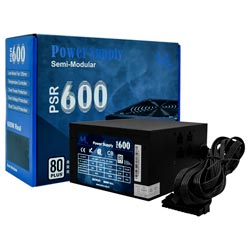 Fonte de Alimentação Mtek PSR-600 Real 600W ATX / Semi Modular / 80 Plus