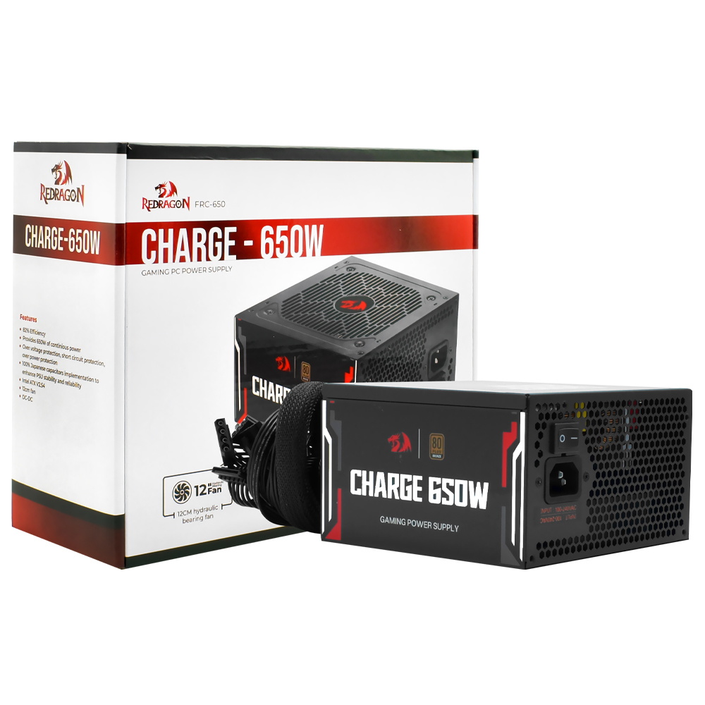 Fonte de Alimentação Redragon Charge FRC-650 650W ATX / Não Modular / 80 Plus Bronze (ATX V2.54)