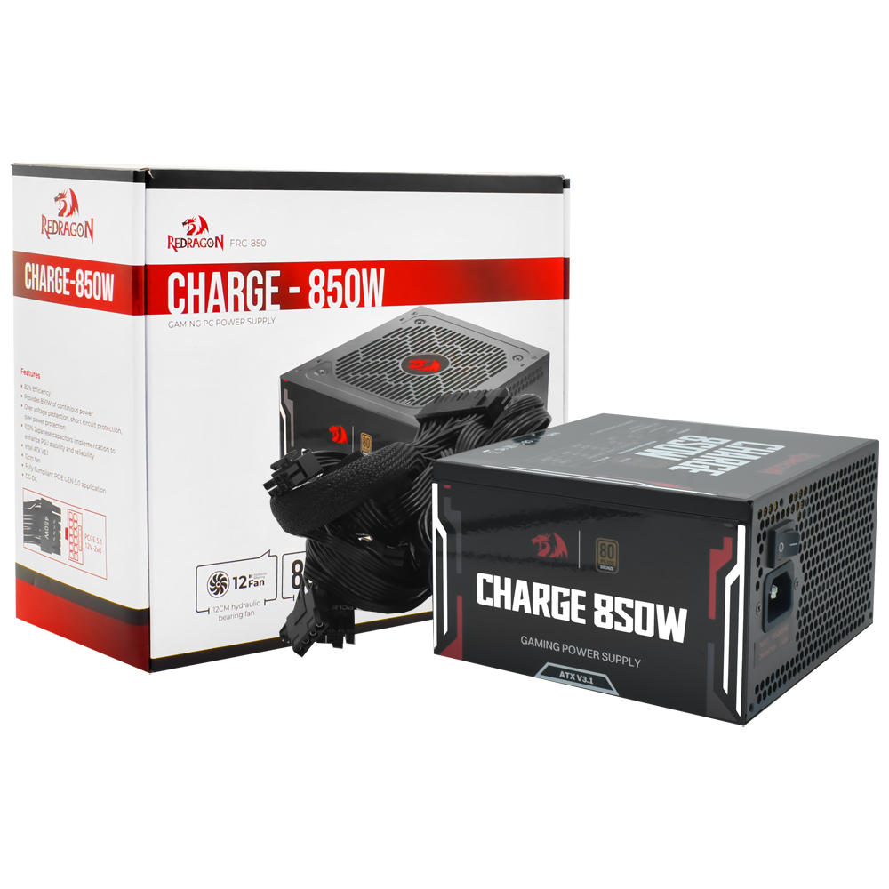 Fonte de Alimentação Redragon Charge FRC-850 850W ATX / Não Modular / 80 Plus Bronze (ATX V3.1)