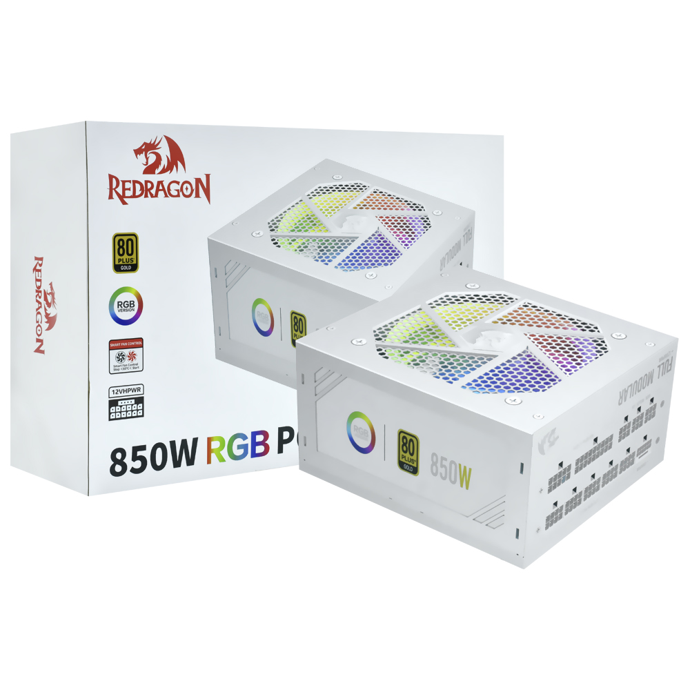 Fonte de Alimentação Redragon GC-PS007W-1 850W ATX / Modular / 80 Plus Gold - Branco
