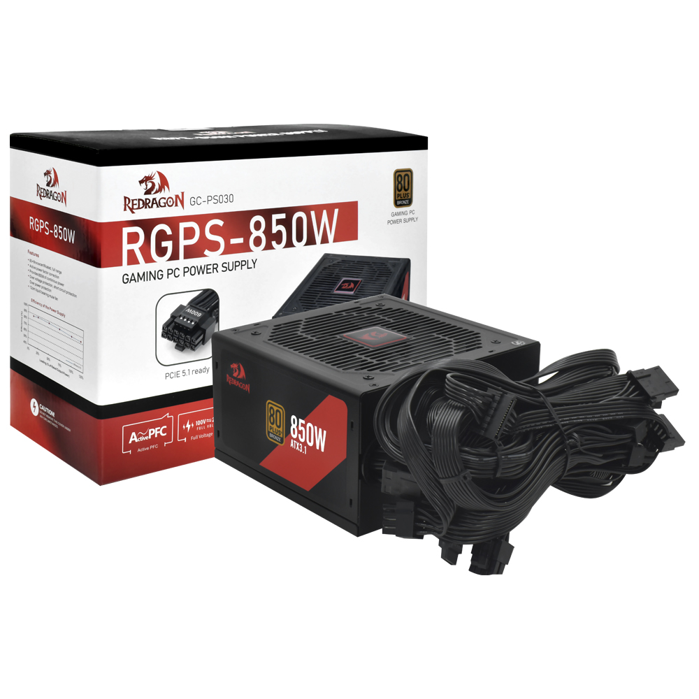 Fonte de Alimentação Redragon GC-PS030 850W ATX / Não Modular / 80 Plus Bronze