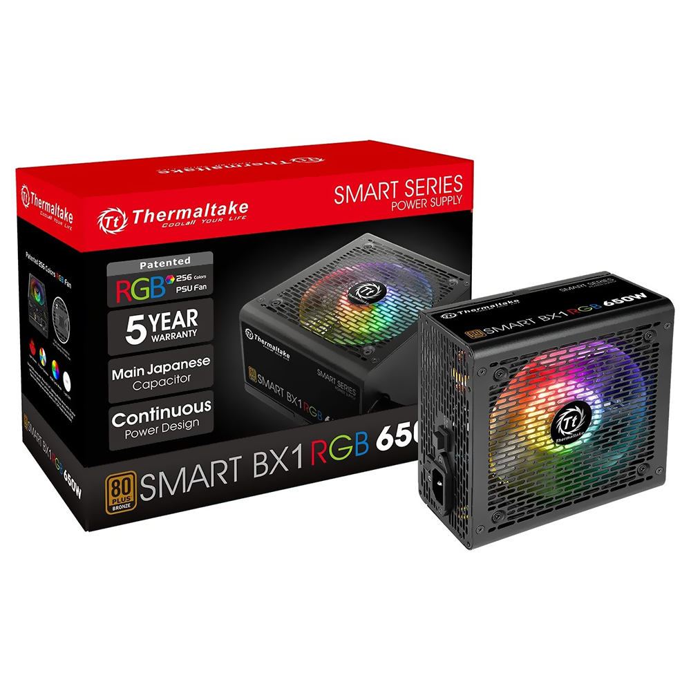 Fonte de Alimentação Thermaltake Smart Series BX1 650W ATX / Não Modular / 80 Plus Bronze / RGB