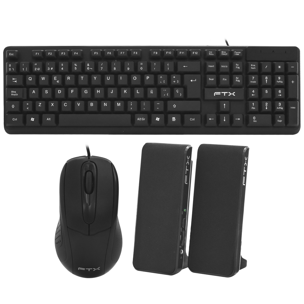 Gabinete FTX FTXM1 600W / Mouse / Teclado Espanhol / Speaker - Preto