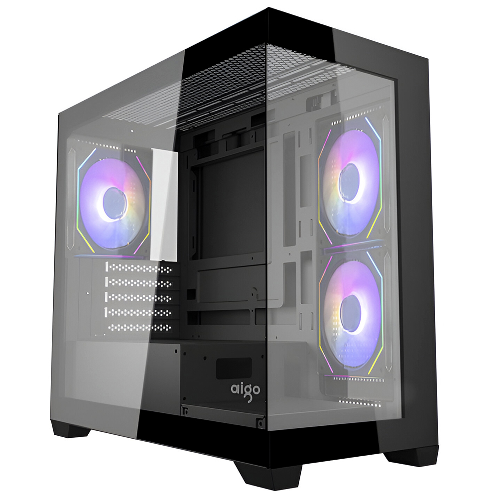 Gabinete Gamer Aigo C218M Micro ATX / 3 Cooler / RGB - Preto