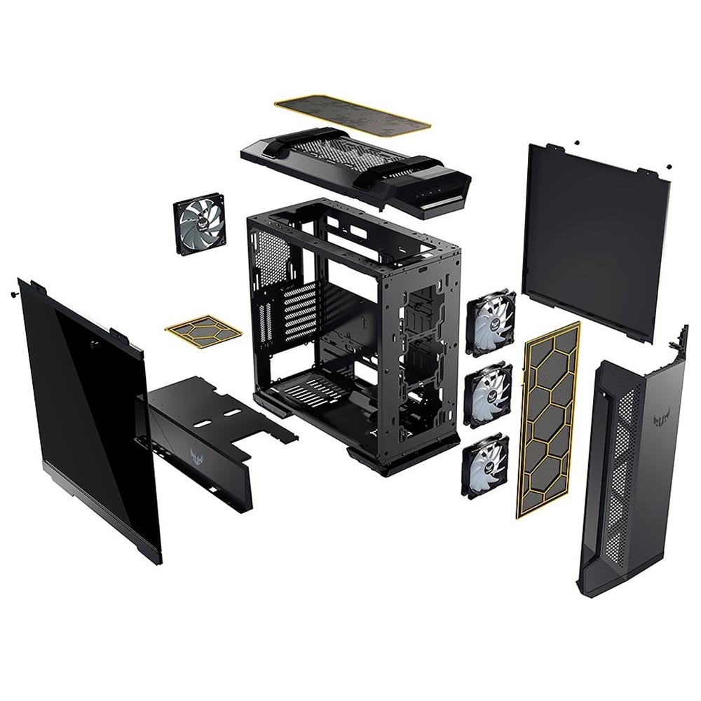 Gabinete Gamer ASUS TUF GT501 Mid Tower / 4 Cooler / ARGB - Preto