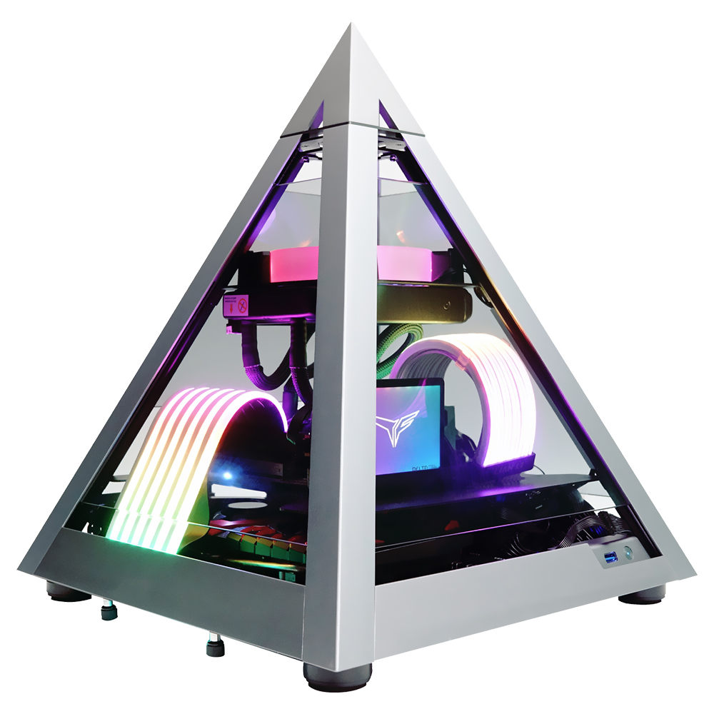 Gabinete Gamer AZZA Pyramid Mini 806 CSAZ-806 Mini ITX / 1 Cooler / RGB - Cinza  