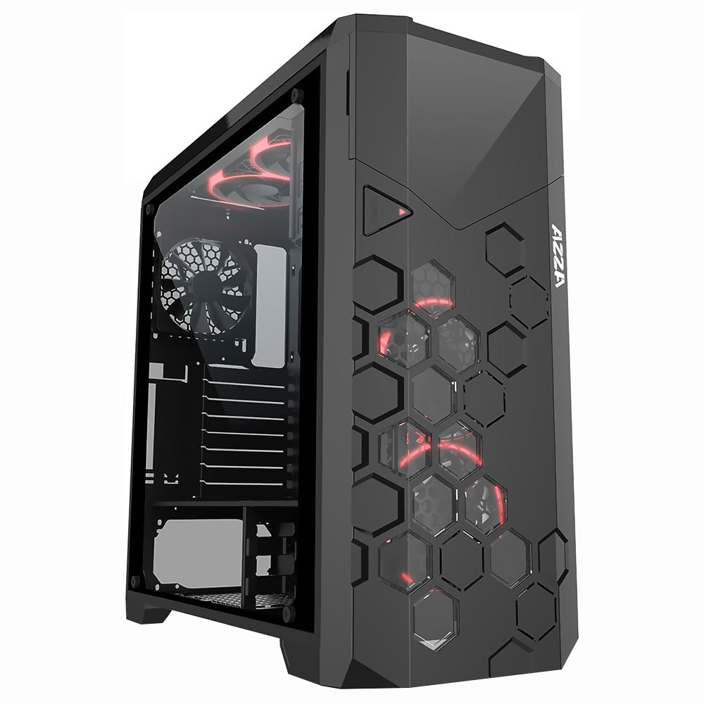 Gabinete Gamer AZZA Storm 6000B CSAZ-6000A Mid Tower / 5 Cooler / ARGB - Preto