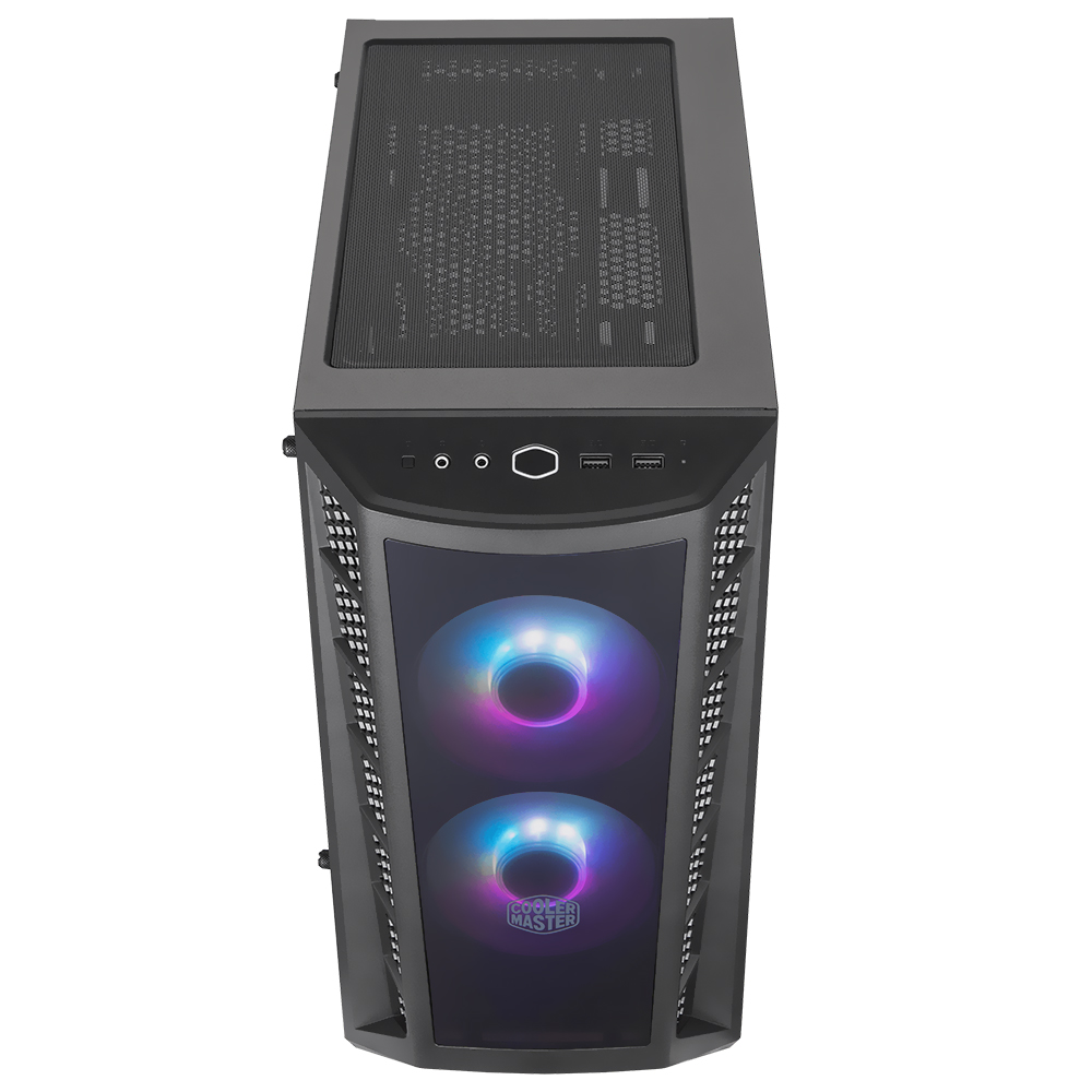 Gabinete Gamer Cooler Master MasterBox MB320L Mini Tower / 2 Cooler / ARGB - Preto (MCB-B320L-KGNN-S02)