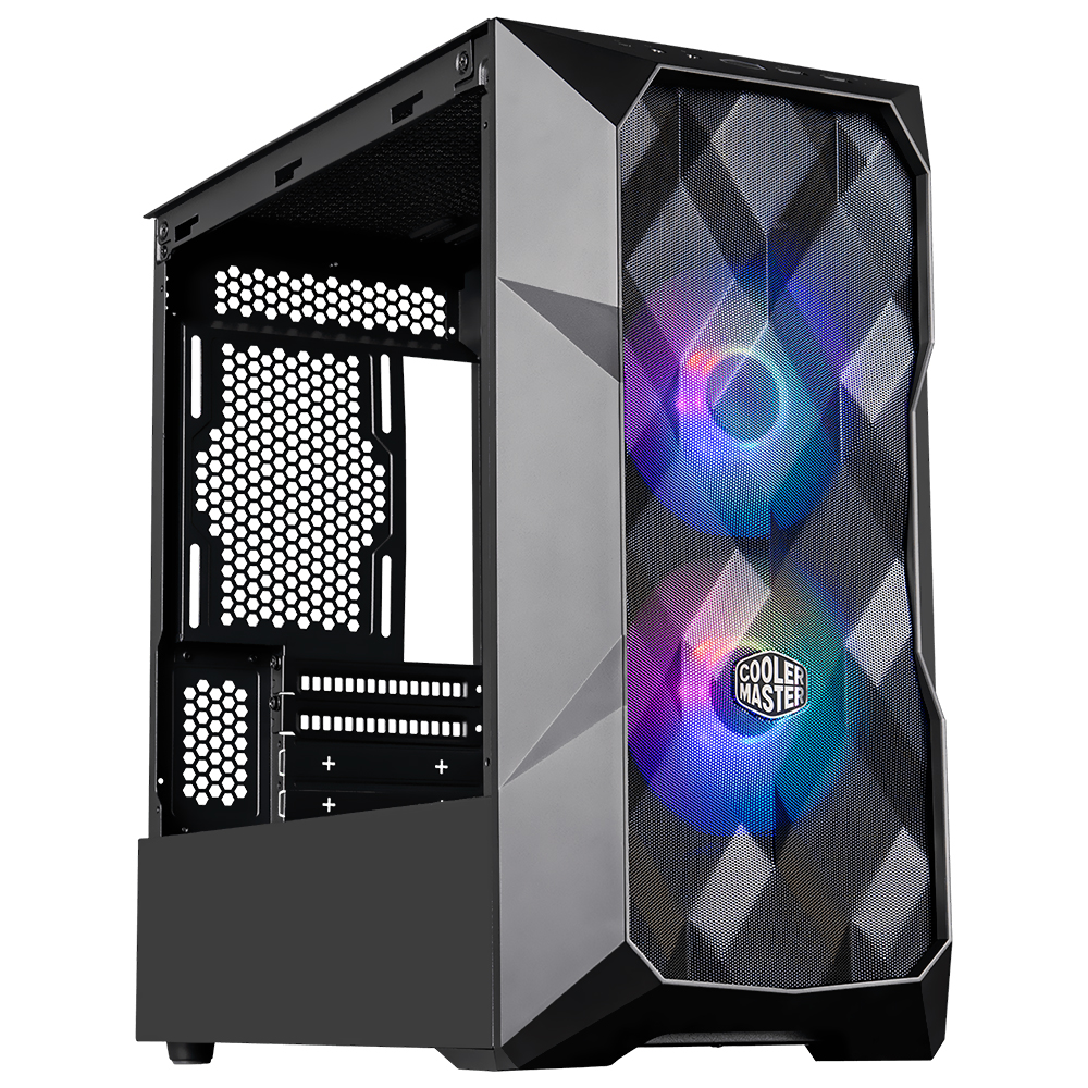 Gabinete Gamer Cooler Master MasterBox TD300 Mesh Mini Tower / 2 Cooler / RGB - Preto (TD300-KGNN-S00)