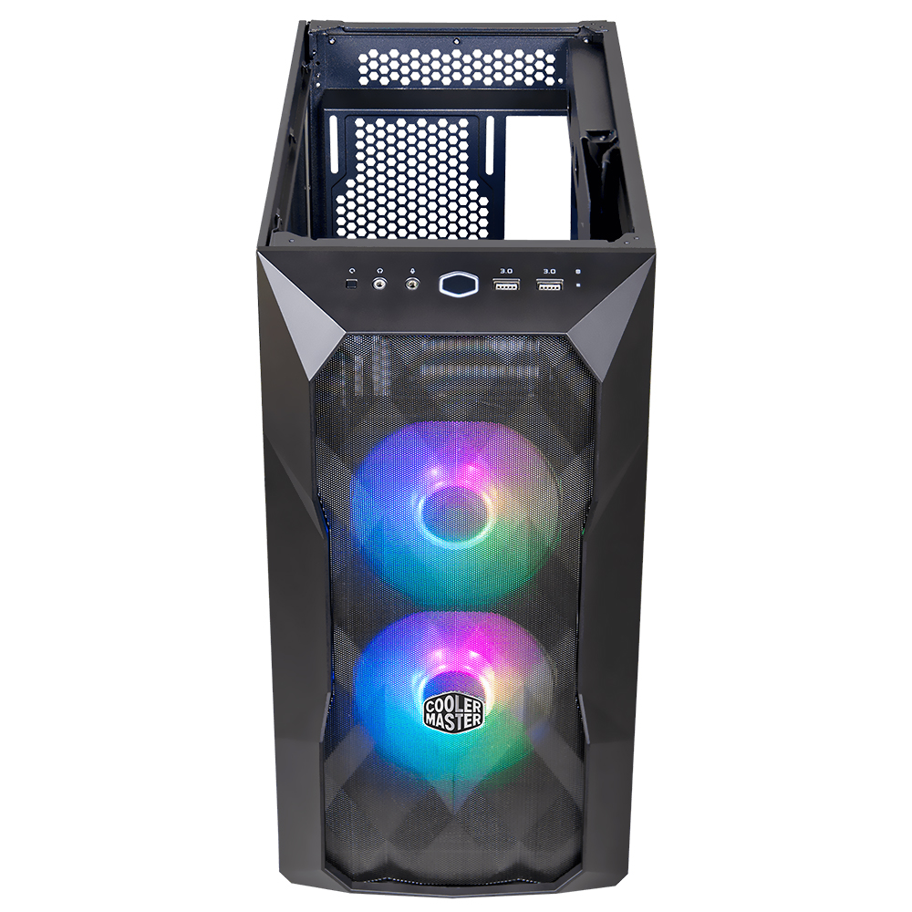 Gabinete Gamer Cooler Master MasterBox TD300 Mesh Mini Tower / 2 Cooler / RGB - Preto (TD300-KGNN-S00)