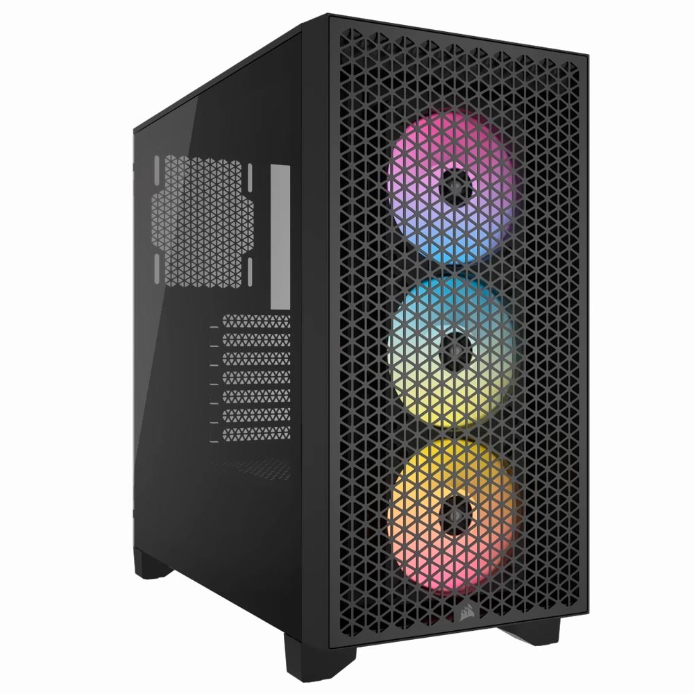 Gabinete Gamer Corsair 3000D Airflow CC-9011255-WW Mid Tower / 3 Cooler / RGB - Preto