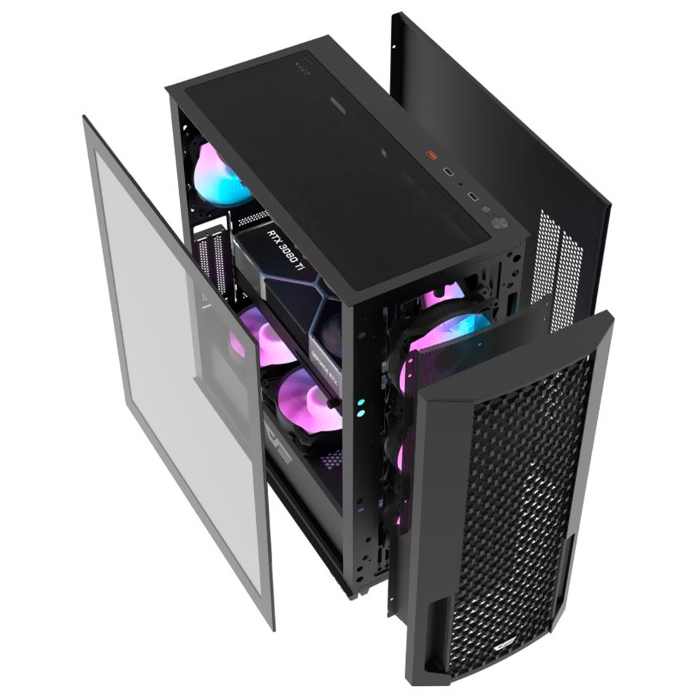 Gabinete Gamer darkFlash DF2100 Mesh E-ATX / 4 Cooler / RGB - Preto