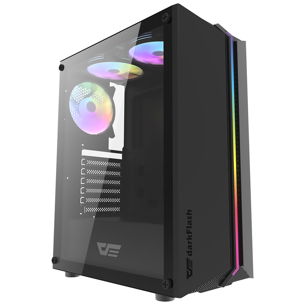 Gabinete Gamer darkFlash DK151 ATX / 3 Cooler / RGB - Preto