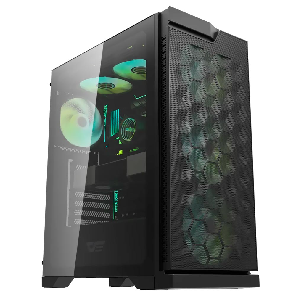 Gabinete Gamer darkFlash DK361 ATX / 4 Cooler / ARGB - Preto