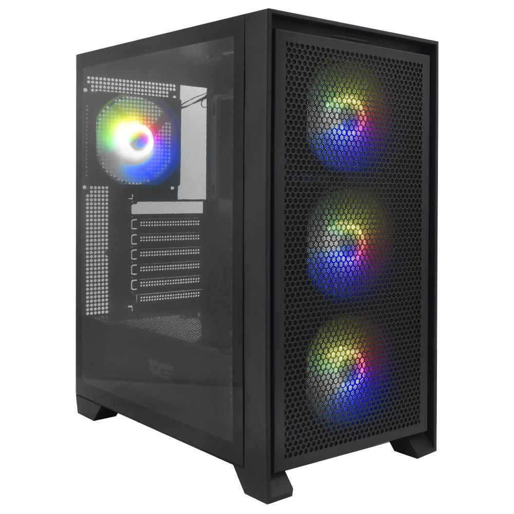 Gabinete Gamer darkFlash DRX70 Mesh Mid Tower / 4 Cooler / ARGB - Preto