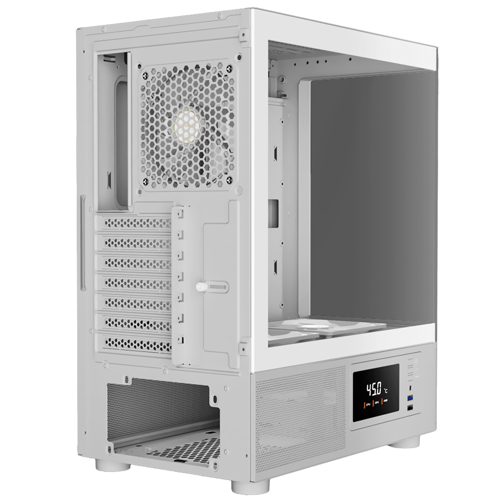 Gabinete Gamer Gamdias Atlas E2 CG WH Mid Tower / 3 Cooler / ARGB - Branco