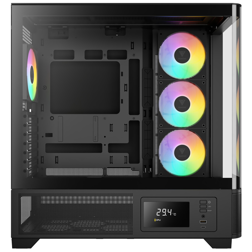 Gabinete Gamer Gamdias Aura Atlas P2 CG Mid Tower / 4 Cooler / ARGB - Preto