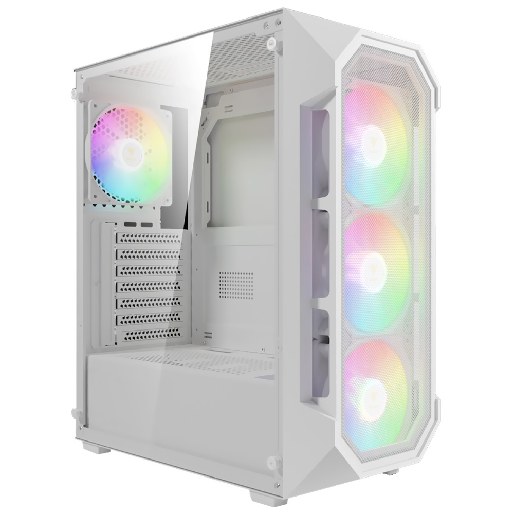 Gabinete Gamer Gamdias Aura GC1 Elite WH Mid Tower / 4 Cooler / ARGB - Branco