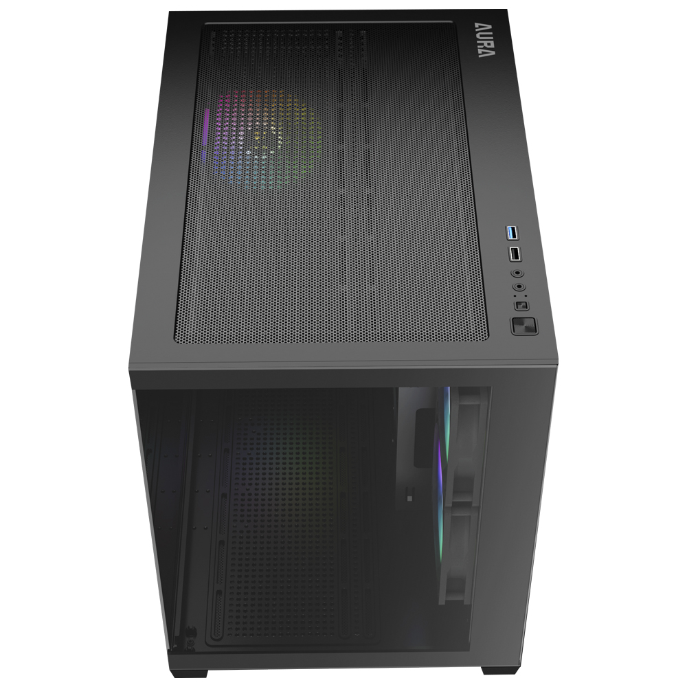 Gabinete Gamer Gamdias Aura GC10M Micro Tower / 3 Cooler / ARGB - Preto