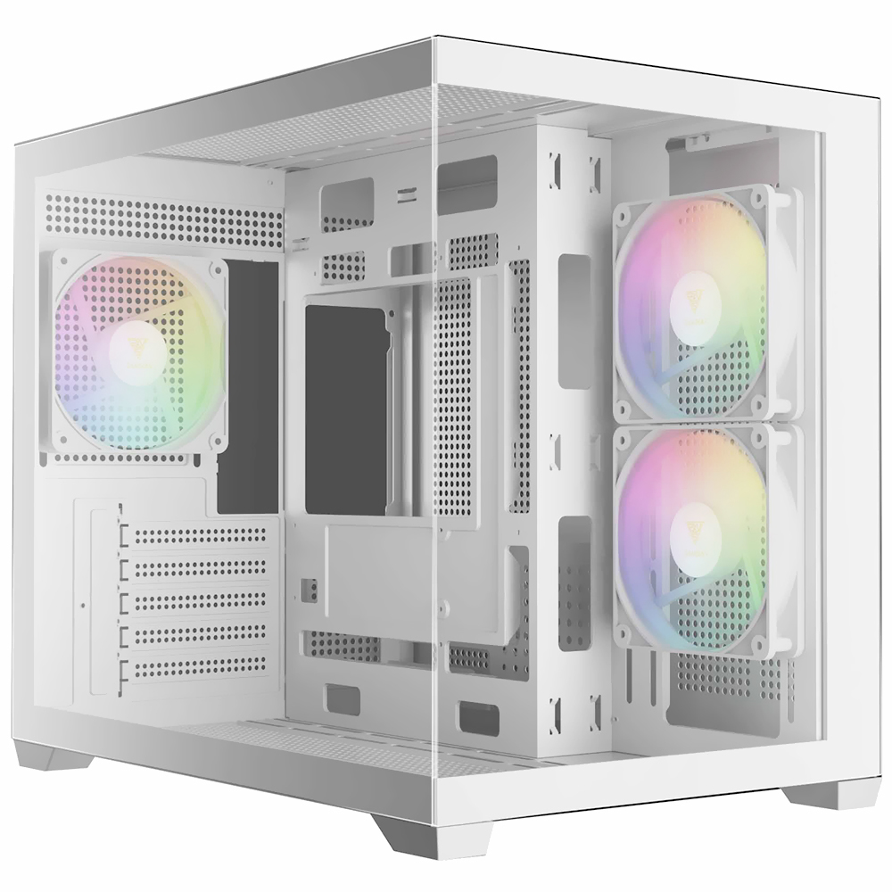 Gabinete Gamer Gamdias Aura GC10M WH Micro Tower / 3 Cooler / ARGB - Branco