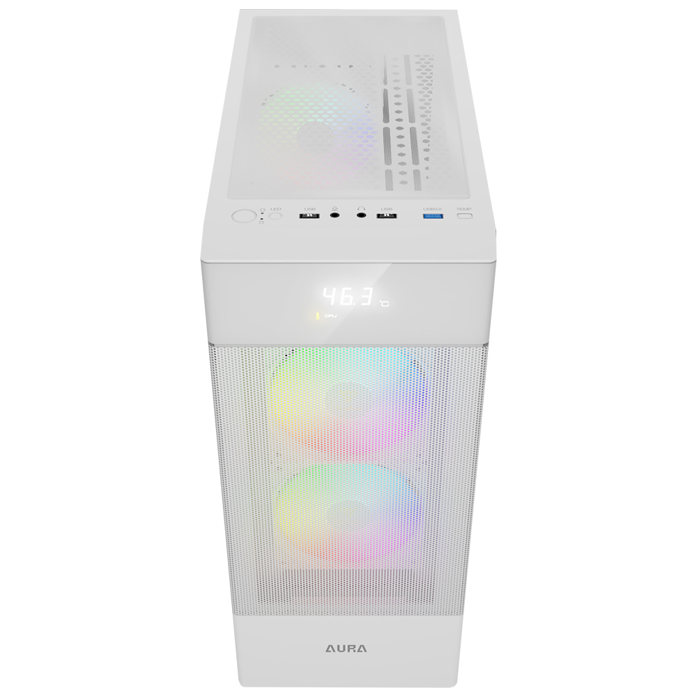 Gabinete Gamer Gamdias Aura GC5 Elite WH Mid Tower / 3 Cooler / ARGB - Branco