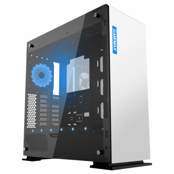 GABINETE GAMER GAMEMAX VEGA PRO M909 VIDRO PRETO/BRANCO - 1 COOLER ...