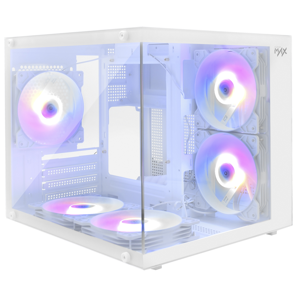 Gabinete Gamer Macrovip Max Aqua Series Mini Tower / 5 Cooler / RGB - Branco (MV-TCXA325F5W)