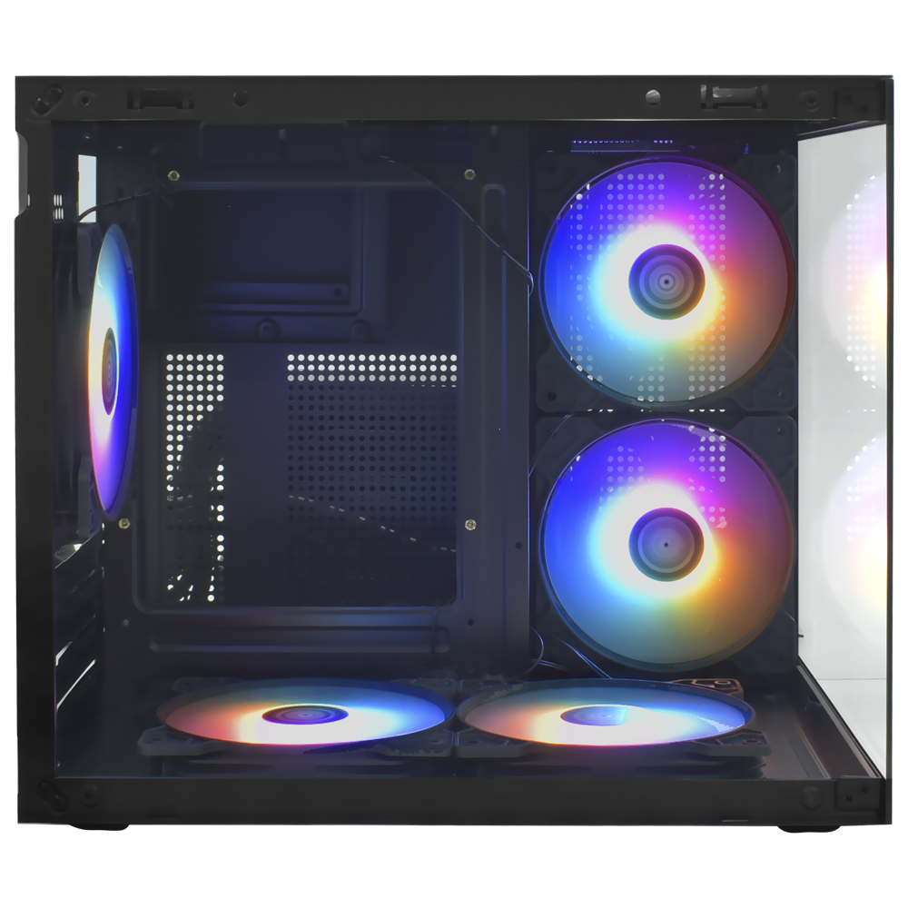 Gabinete Gamer Macrovip Max Aqua Series Mini Tower / 5 Cooler / RGB - Preto (MV-TCXA325F5B)