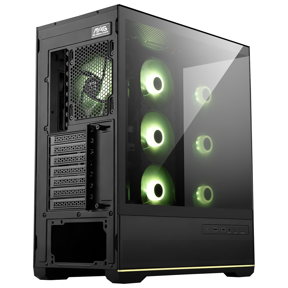 Gabinete Gamer MSI Mag Pano 110R PZ Micro ATX / 4 Cooler / ARGB - Preto