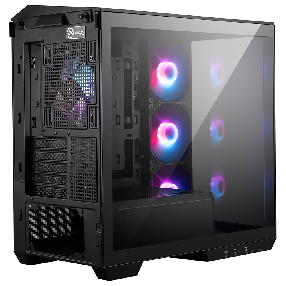 Gabinete Gamer MSI Mag Pano M110R PZ Micro ATX / 4 Cooler / ARGB - Preto