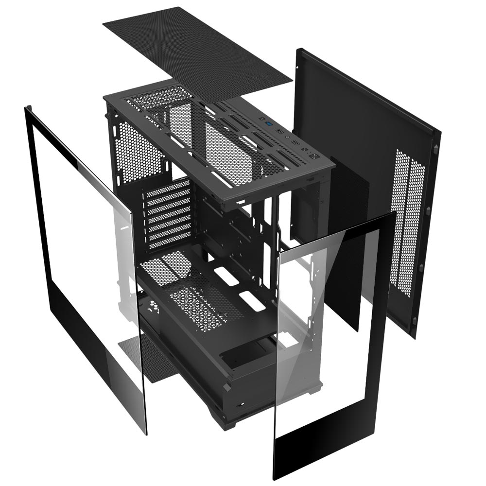 Gabinete Gamer Mtek MCG-AIR01-B Mid Tower / 1 Cooler RGB - Preto