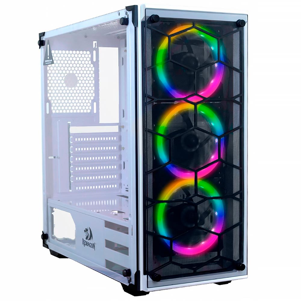 Gabinete Gamer Redragon Wheeljack GC-606WH-3RGB Mid Tower / 3 Cooler / RGB - Branco