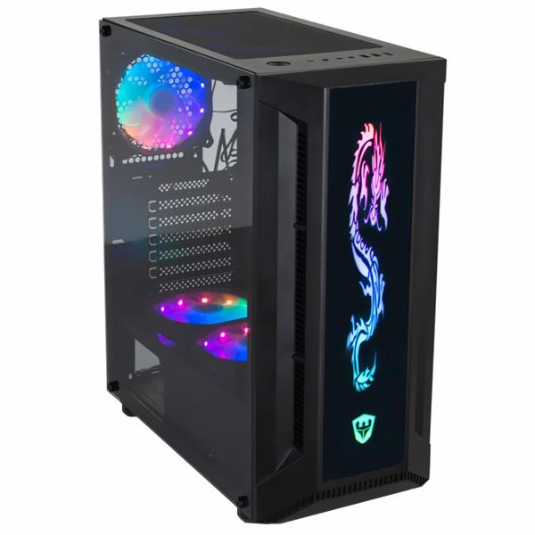 Gabinete Gamer Satellite K886 / 5 Cooler / RGB - Preto 