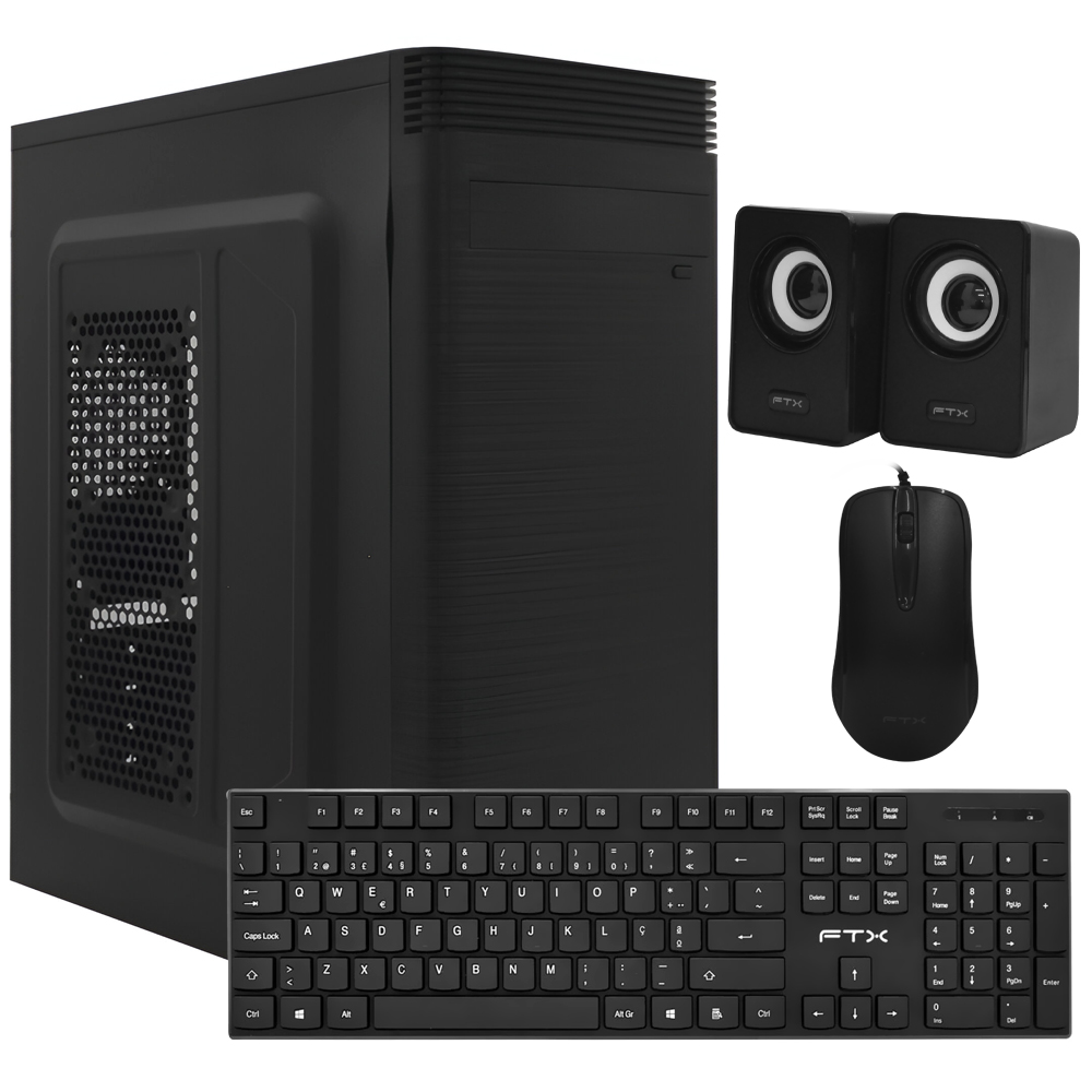 Gabinete Kit FTX 3133 Fonte 500W / Speaker / Mouse / Teclado Espanhol - Preto