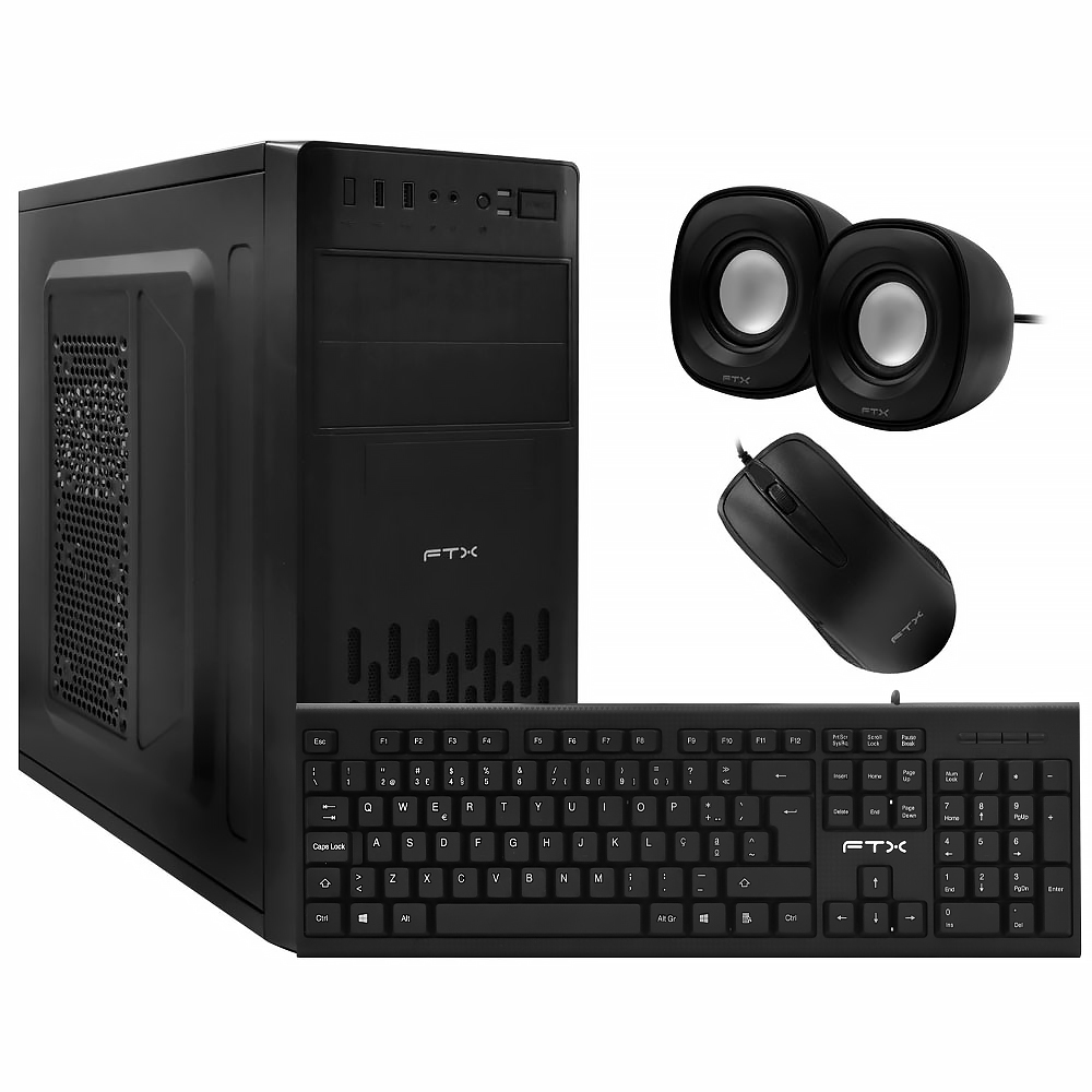Gabinete Kit FTX 3155 Fonte 500W / Speaker / Mouse / Teclado Português - Preto