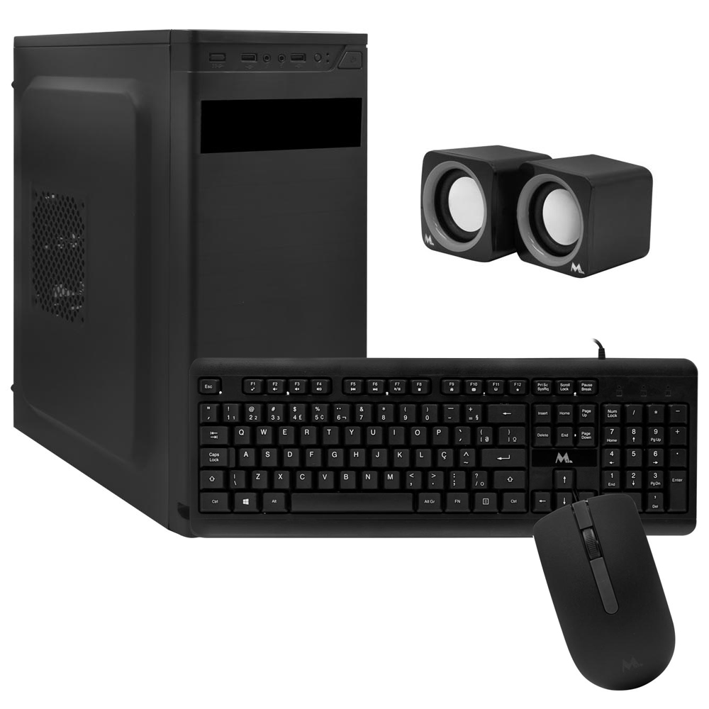 Gabinete Kit Mtek DK01 Fonte 500W / Speaker / Mouse / Teclado português - Preto