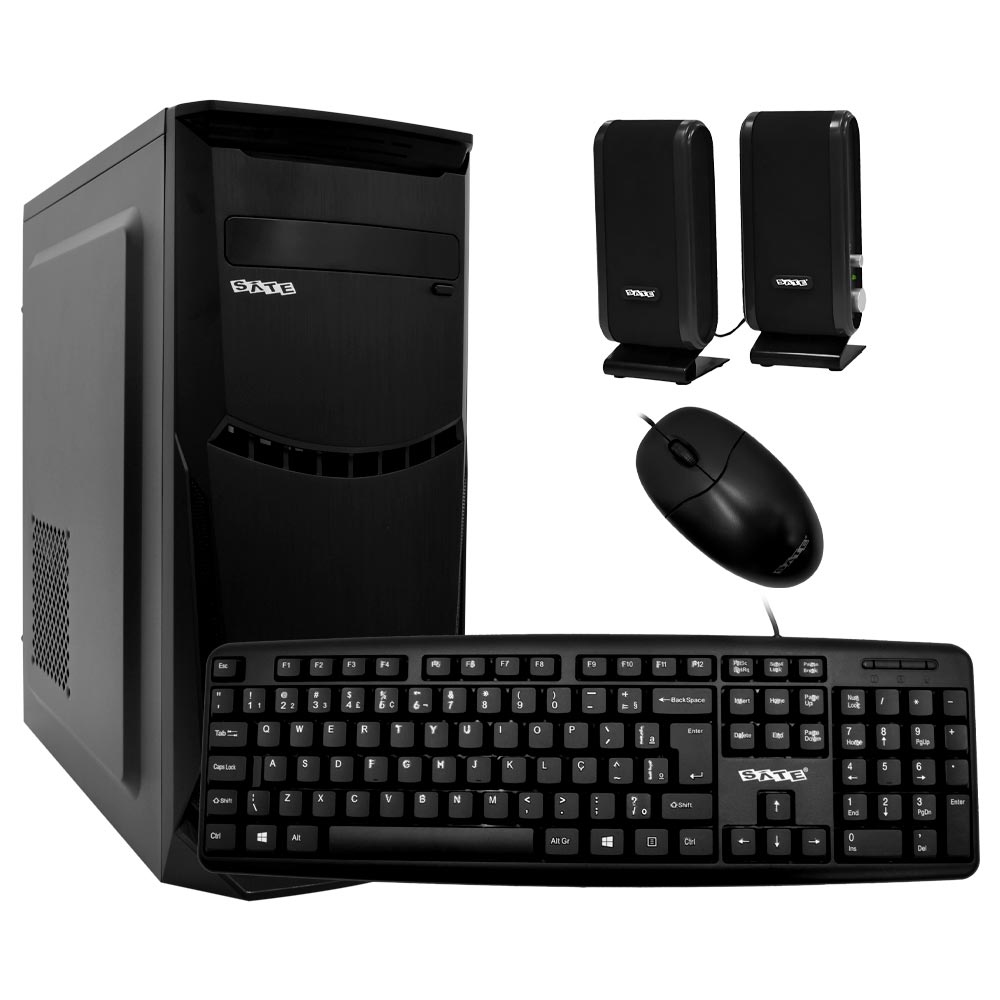 Gabinete Kit Satellite K703 Fonte 200W / Speaker / Mouse / Teclado português - Preto 