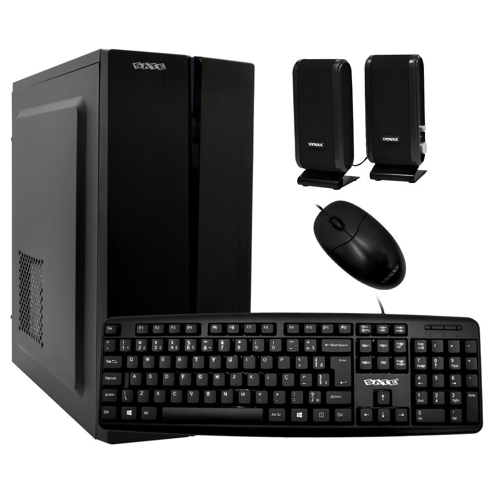 Gabinete Kit Satellite K704 Fonte 200W / Speaker / Mouse / Teclado português - Preto