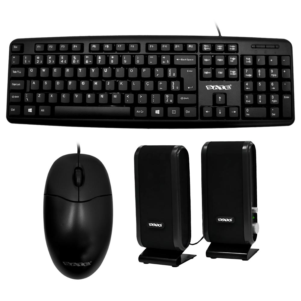 Gabinete Kit Satellite K704 Fonte 200W / Speaker / Mouse / Teclado português - Preto