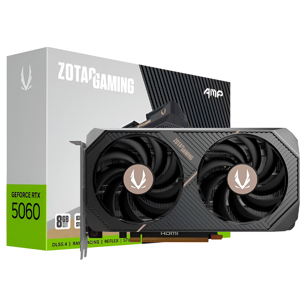 Placa de Vídeo Zotac AMP 8GB GeForce RTX5060 GDDR7 - ZT-B50600F-10M