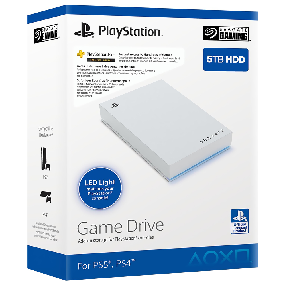 HD Externo Seagate 5TB Game Drive 2.5" para PlayStation STLV5000100 - Branco