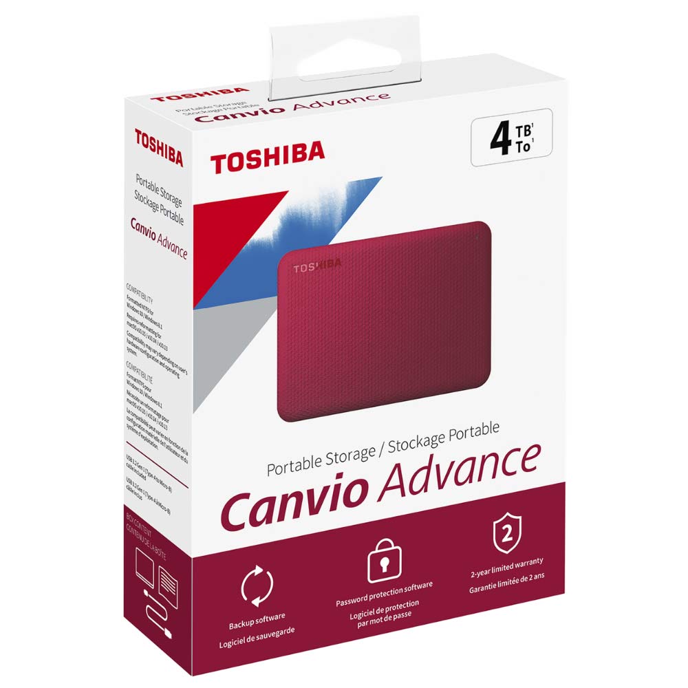 HD Externo Toshiba 4TB Canvio Advance 2.5" HDTCA40XR3CA - Vermelho