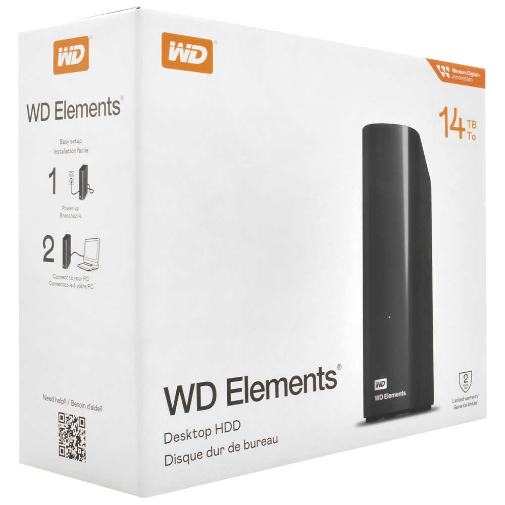 HD Externo Western Digital 14TB WD Elements 3.5" WDBWLG014HBK - Preto