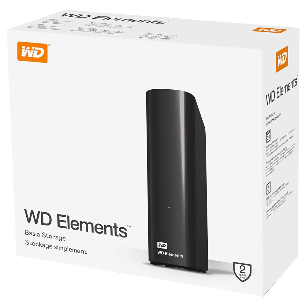 HD Externo Western Digital 20TB WD Elements 3.5" WDBWLG0200HBK - Preto