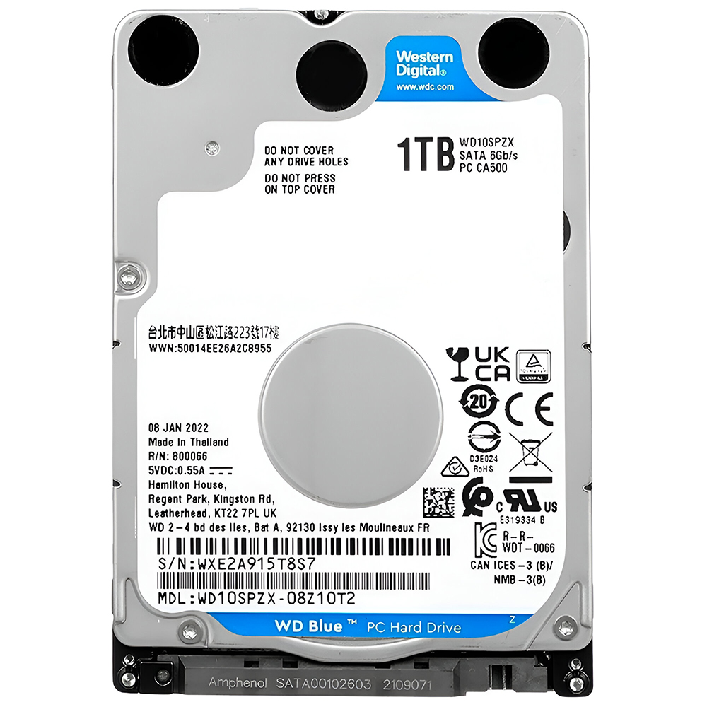 HD para Notebook Western Digital 1TB Blue 2.5" SATA 3 5400RPM - WD10SPZX